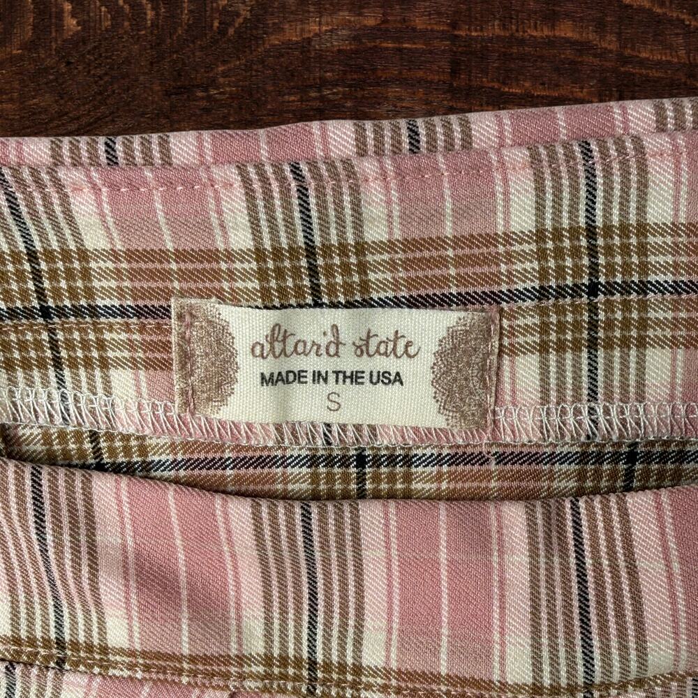 Altar'd State Pink High-Rise Plaid Pleated Mini Skirt Size Small - Picture 4 of 8
